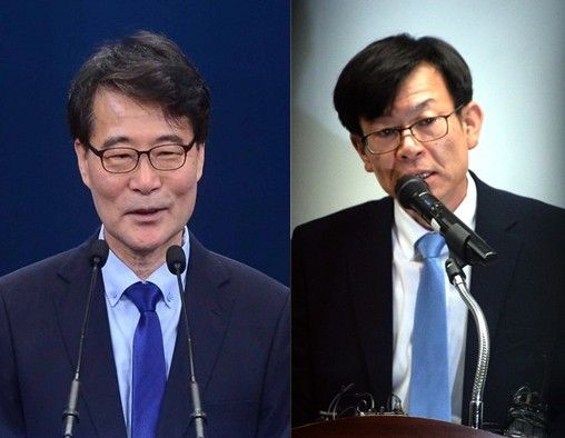 장하성(왼쪽) 청와대 정책실장 내정자와 김상조 공정거래위원장 내정자