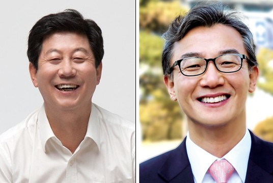 ​더불어민주당 박재호(왼쪽) 의원과 전재수 의원