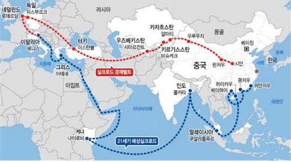 사진=일대일로 개념도(출처: 중국학 위키백과 Sinowiki)